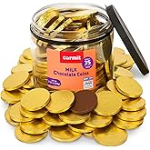 Carmit Gold "Real" Milk Chocolate Coins Tub, 7.4 oz (Approx. 35 Large Coins) | Individually Wrapped Hanukkah Gelt | Holiday Candy, Party Favors | Gluten Free | Perfect Chanukah Dreidel Game | Kosher - Chalav Yisroel