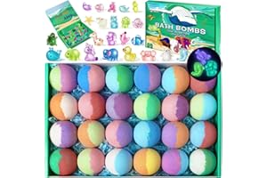 AWKUWA Bath Bombs for Kids with Toys Inside - 24 Pack Kids Bath Bombs with Glow in The Dark Surprise Toys Inside, Natural Organic Bubble Bath Fizzy, Christmas Gifts for Kid Girls Boys, Stocking Stuffers