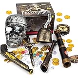 Pirate Treasure Play Set for Kids,Pirate Role-Play Toys ,Pirate Costume kids Accessories with Pirate Mask,Gold Coins,Pirate H