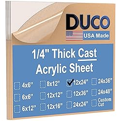 Duco Clear Cast Acrylic Sheets 1/4 Inch Thick 12" X