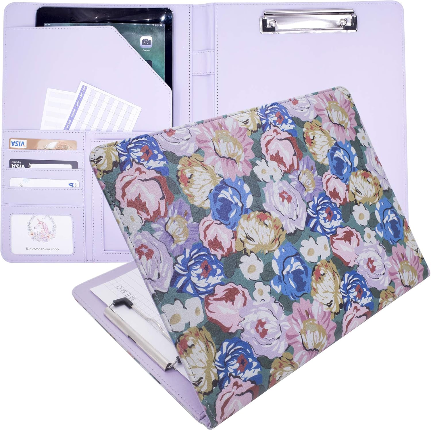 Padfolio Women Leather Portfolio Notebook Clipboard Folder with Storage