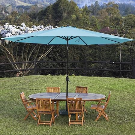 Amazon Com Sundale Outdoor 11 Ft Patio Umbrella Table Market Umbrella With Aluminum Pole For Garden Deck Backyard Pool Polyester Canopy No Push Button Tilt Blue Garden Outdoor