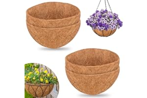 ZeeDix 4Pcs 12 Inch Coconut Liners for Planters, Round Hanging Basket Liners 100% Natural Coco Coir Basket Coco Replacement Liners for Hanging Basket Planters Flowers Vegetables(12in-4pcs)