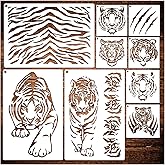 Yhslmh Tiger Stencils for Painting - Reusable Animal Print Stencils Plastic Template for Painting on Wood, Burning Art, Craft, Wall, Home Sign Decor, Fabric, Canvas (9 Tiger)