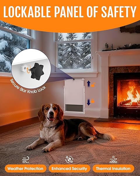POWOOLS PET DOG DOOR FOR WALL – ROBUST STEEL PET DOOR WITH MAGNETIC TRIPLE FLAPS, 12.6″ X 10″ FLAP OPENING, ADJUSTABLE TUNNEL FOR 3.4″-6″ THICK PVC, WOOD, DRYWALL, FOR PETS UP TO 45LB, WHITE