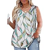 Plus Size Tanks Women Summer Top V Neck Sleeveless Top Loose Fit Tee Workout Shirts