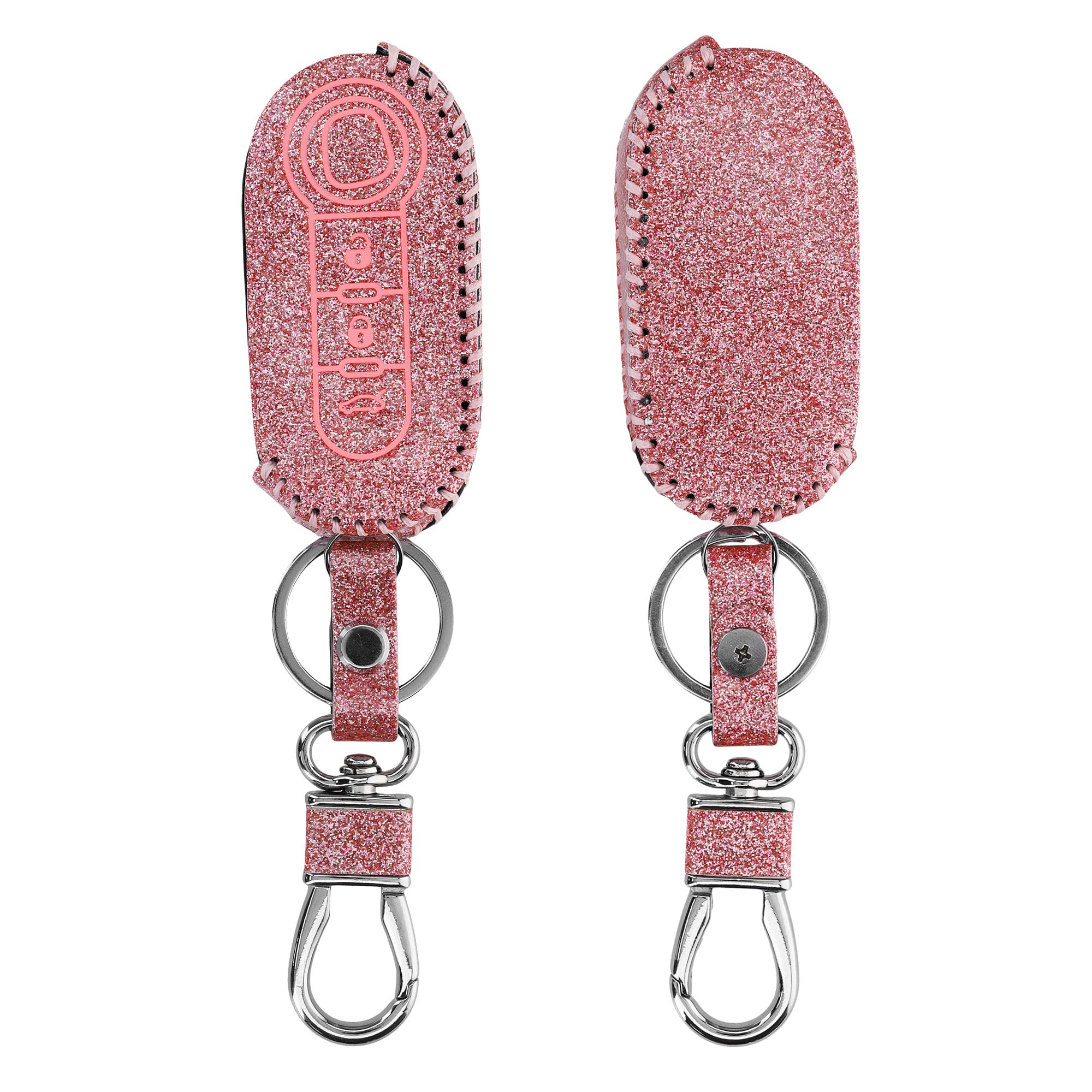 kwmobile Key Cover Compatible with Fiat Lancia 3 Button Car Flip Key - Faux Leather Car Key Fob Protector - Pink