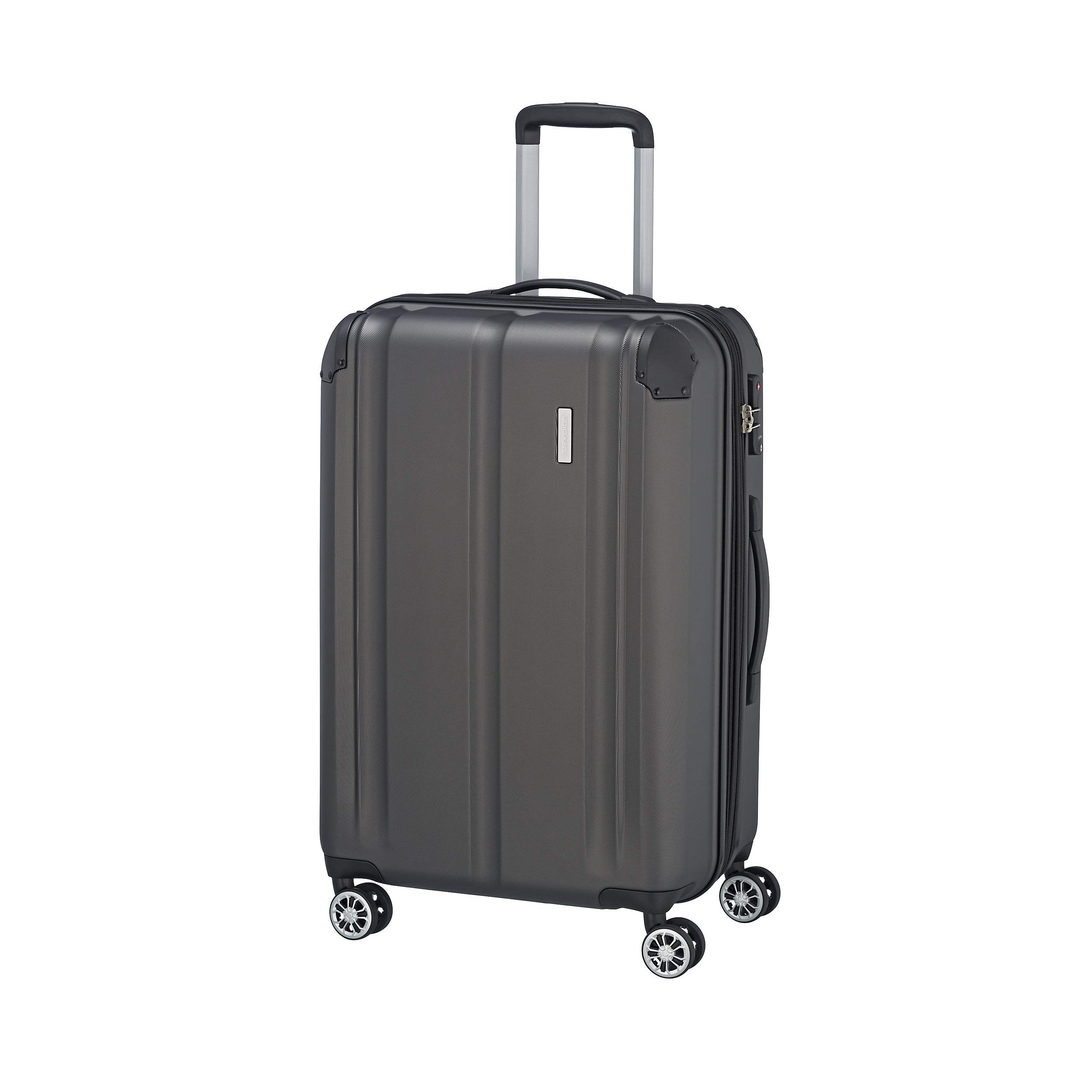 travelite Hard Shell Suitcase Medium, Expandable, 4 Wheels, City, Trolley with Scratch-Resistant Surface, TSA Lock, Expansion fold, 68 cm, 78-86 l