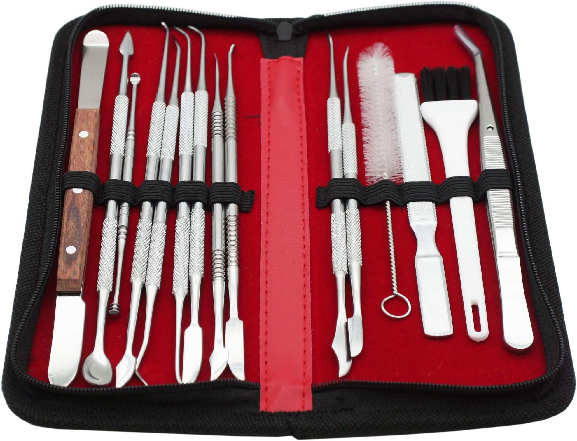 XunsuIN Double-Ended Stainless Steel Wax Clay Sculpting Carving DIY Tools Kit, Spatula Chisel Carver Set with Carrying Case - Pack of 15