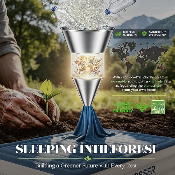 VOSSER QUEEN AIR MATTRESS WITH BUILT-IN PUMP,18” RAISED BLOW UP MATTRESS, LEAK-PROOF AIR BED WITH STORAGE BAG, FLOCKED TOP INFLATABLE MATTRESS FOR HOME, CAMPING & GUESTS, I-BEAM, COLCHON INFLABLE