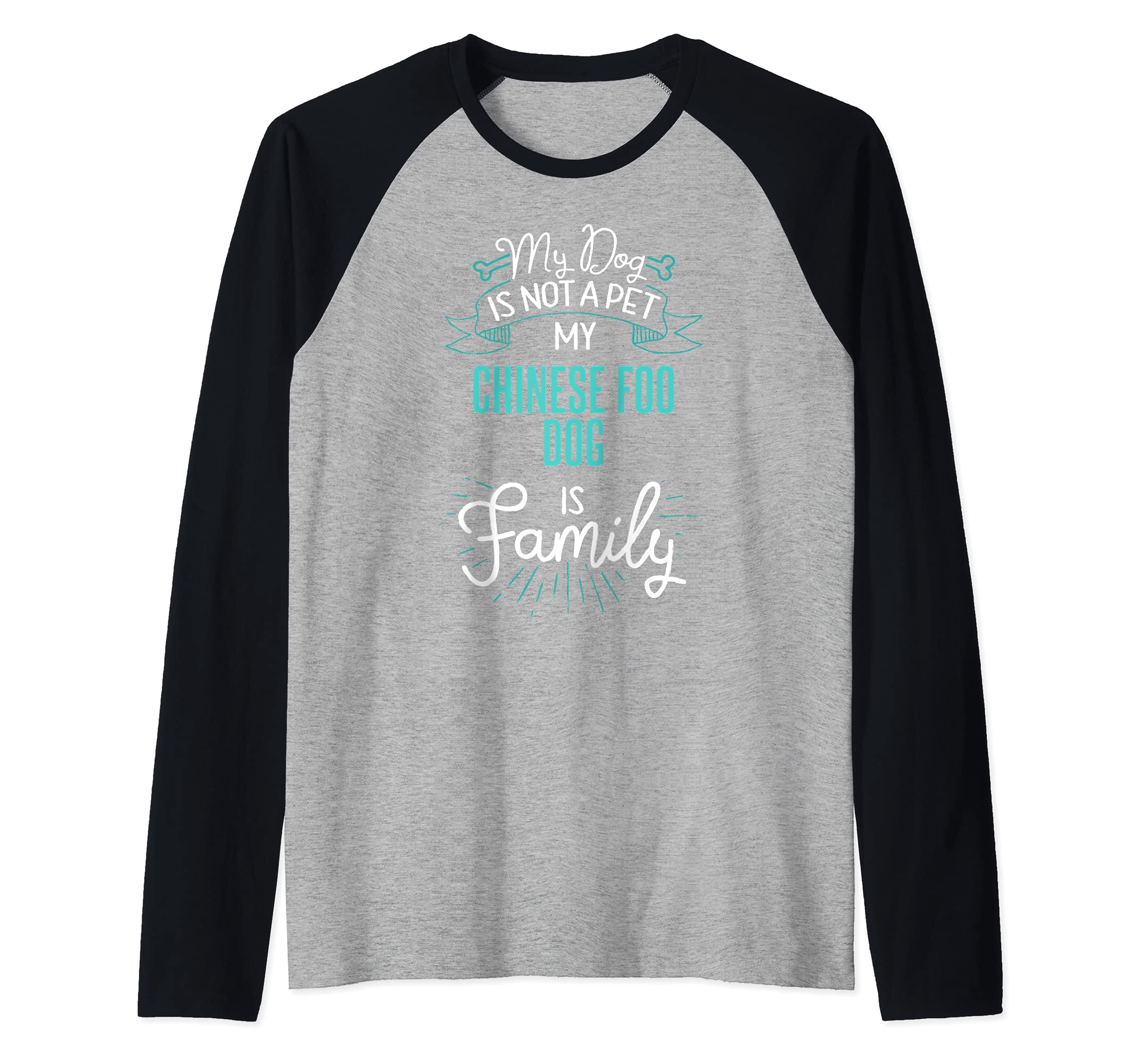 Cute Chinese Foo Dog Design Family Dog Giftn Raglan Baseball Tee