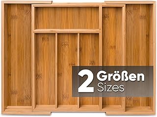 Loco Bird Besteckkasten für Schubladen aus Bambus – Ausziehbar bis zu 7 Fächern - Besteckeinsatz für Küchen & Wohnmobile - Schubladeneinsatz für Küchenschubladen - Besteckkasten aus Holz