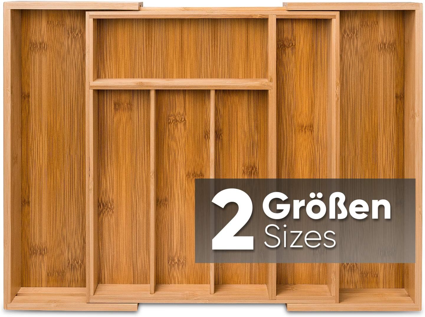 Loco Bird Besteckkasten für Schubladen aus Bambus – Ausziehbar bis zu 7 Fächern - Besteckeinsatz für Küchen & Wohnmobile - Schubladeneinsatz für Küchenschubladen - Besteckkasten aus Holz