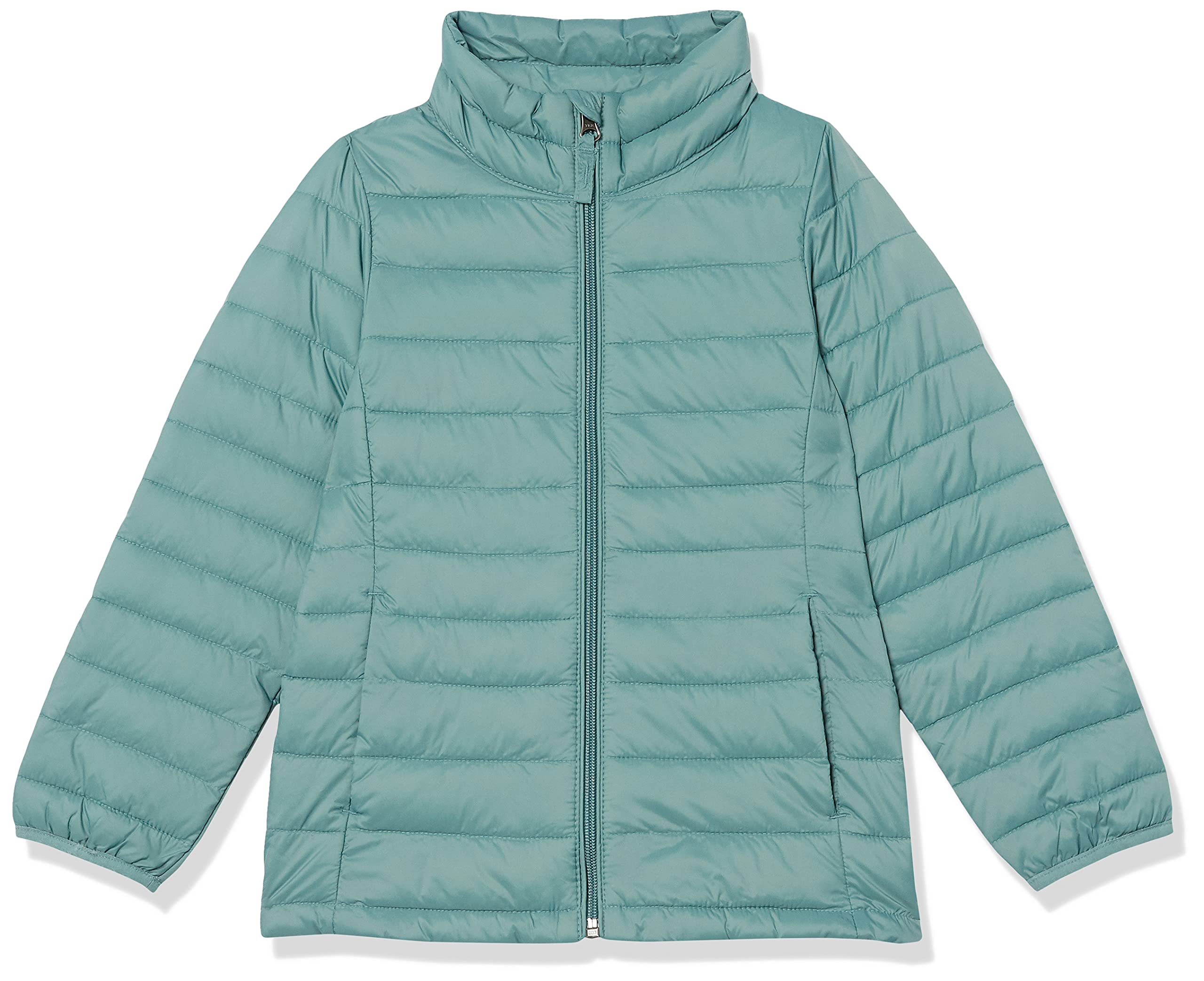 Photo 1 of Amazon Essentials Girls' Lightweight Water-Resistant Hooded Packable Mock Puffer Jacket, Green, X-Large