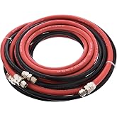 Master Elite Series 25 Foot Air and Fluid Hose Assembly Set with Fittings | with Fittings for Spray Guns, Pressure Pot Tanks, Air 3/8" NPS, 5/16" ID &amp; Fluid Hose 1/4" NPS, 1/4" ID