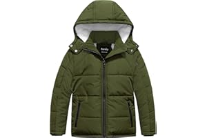 Pursky Boy's Warm Winter Coat Water Resistant Sherpa Outerwear Puffer Jackets With Removable Furry Hood