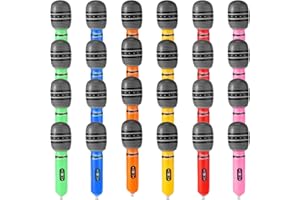 24pcs Inflatable Microphone Party Favors, Fake PVC Blow Up Microphone Ballon Toy Props for Kids Birthday Karaoke Concert Them