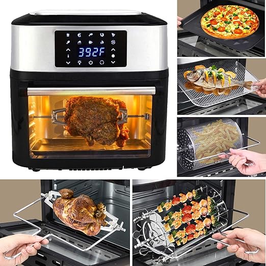 Amazon Com 16 9 Quarts Air Fryer Oven Xl 10 Cooking Preset Modes With Rotisserie And Dehydrator 1800w Large Countertop Electric Air Fryer With 8 Cooking Accessories Bpa Free Auto Shut Off Kitchen Dining