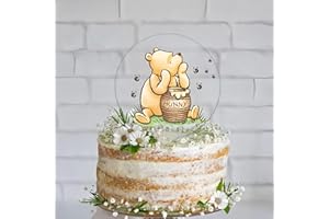 UNBALA Winnie Cake Topper Acrylic Pooh Baby Shower Decorations Cake Decoration Cupcake Toppers Classic Winnie Birthday Decorations