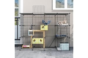Eiiel Outdoor Cat House/Cages Enclosure with Super Large Enter Door, Balcony Cat Playpen with Platforms,DIY Kennels Crate Large Exercise Place Ideal for 1-2 Cats