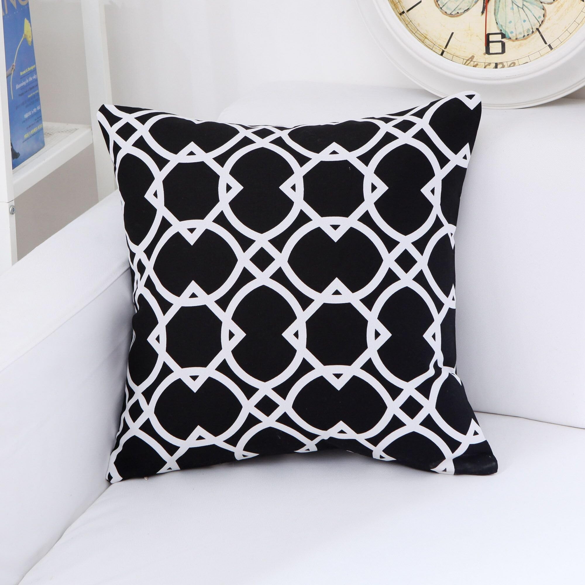 AYSW Geometric Pattern Cushion Covers Cotton Canvas Throw Waist Square Pillow Cases Covers 18x18 Inch| (45 x 45) cm for Sofa Bed Car Decor (Pattern 2)