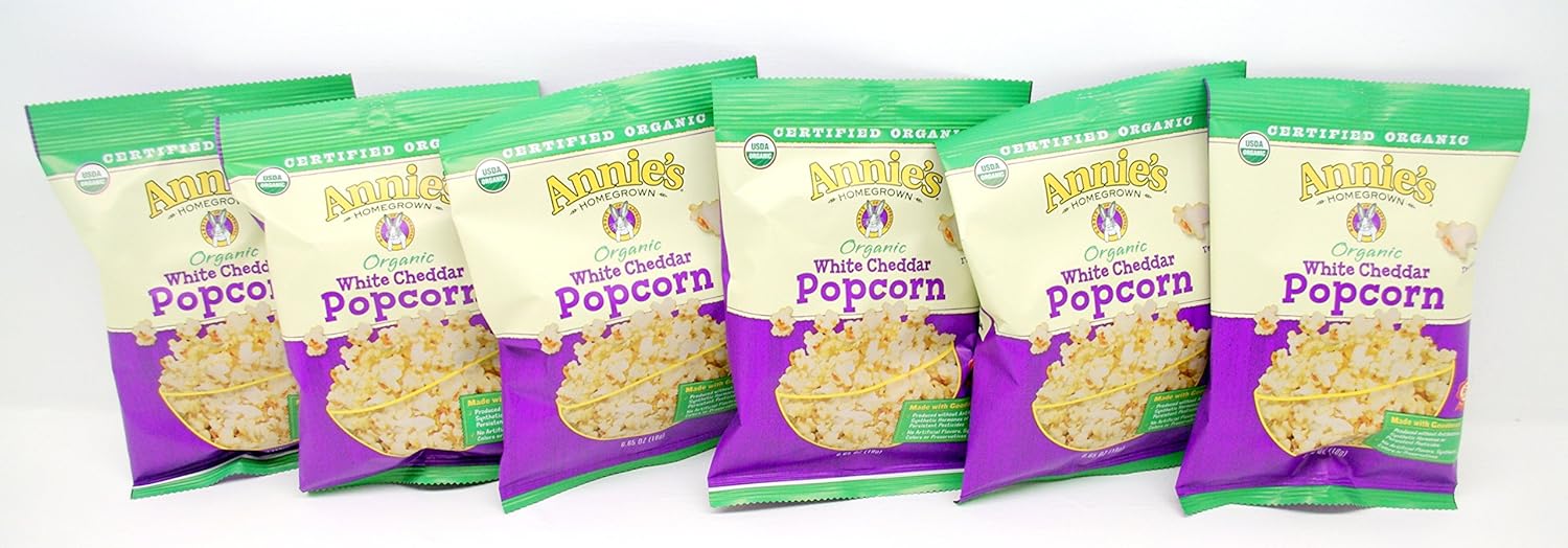 Amazon Com Annie S Organic White Cheddar Popcorn 6 65 Oz Snack Bags Small Storage Space Friendly