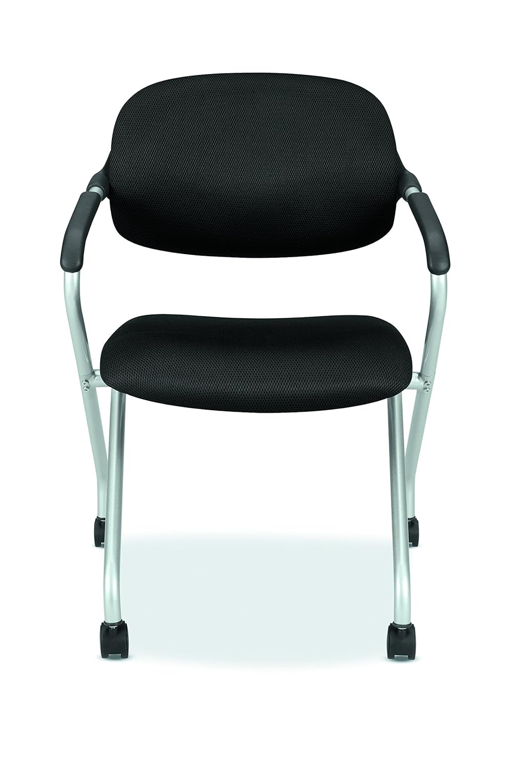 Amazoncom Basyx Vl303 Mesh Back Nesting Arm Chair Black Silver