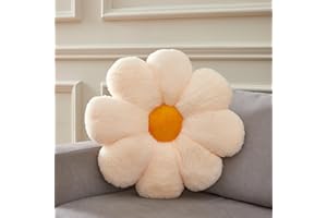 Ailive 17.7In Small Cute Cream Daisy Flower Shaped Throw Pillow Floor Pillow Cushion for Kids Girls Teens FunAccent Sunflower Decorative Throw Pillow for Bed Couch Sofa Chair