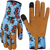 MERTURN Leather Gardening Gloves for Women Thorn Proof Garden Gloves Touch Screen Working Gloves Gifts,M