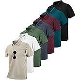ZITY 7 Pack Mens Polo Shirts with Pocket Moisture Wicking Short Sleeve Outdoor Golf Athletic Work Multipack Shirts