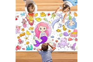 Mermaid Giant Coloring Poster 72 x 30 Inches Large Mermaid Themed Drawing Paper oloring Table Cloth DIY Jumbo Mermaids Activi
