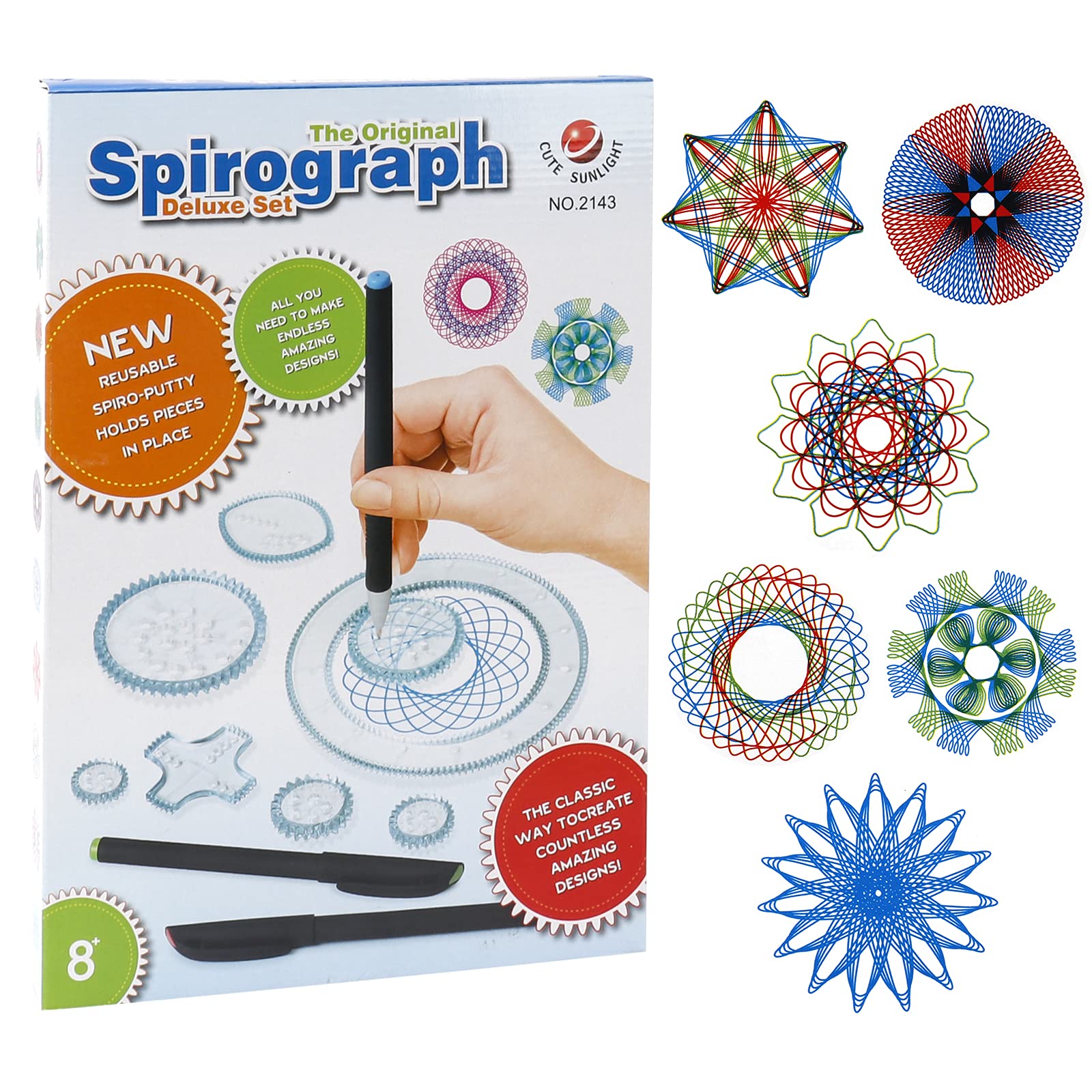 Gobesty Spirograph Deluxe Drawing Set with 28 Accessories, Geometric Ruler, Art Design Set for Kids and Adults