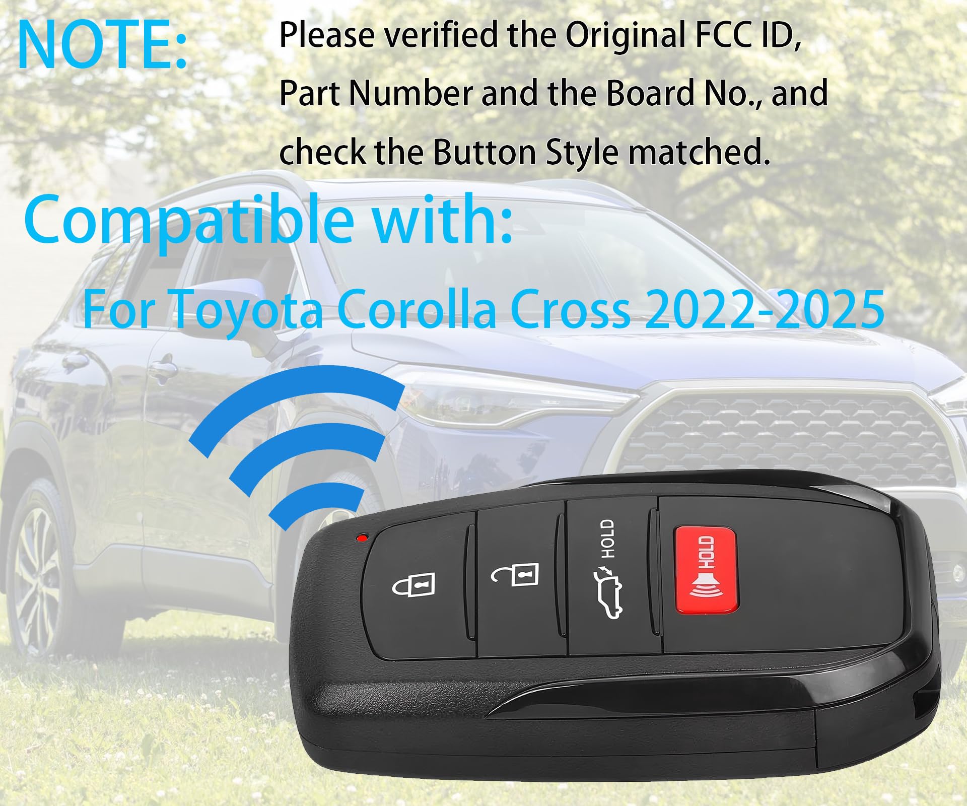 Condition photo showing New/Like New for smart key for toyota corolla cross 2022-2025, alliskeys vehicle proximity remote control key fob rep