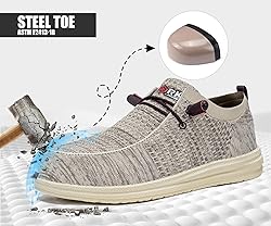 LARNMERN Slip On Steel Toe Loafers Women Work