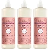 MRS. MEYER'S CLEAN DAY Liquid Dish Soap, Rose, 16 fl oz, 3 Pack | Cuts Through Grease, Removes 48-Hour Stuck on Food, Cruelty Free, Made with Essential Oils and Aloe Vera Extract