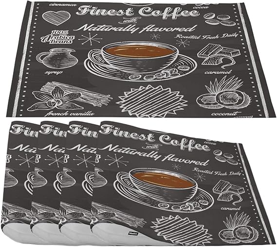 Moslion Coffee Placemats,Cafe Items Finest Coffee Theme