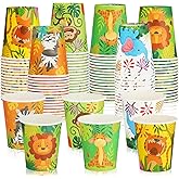 Amyhill 100 Pcs 9oz Paper Disposable Cups for Kids Animals Bathroom Cups Small Colorful for Party Picnic Barbecues Travel Events Hot Cold Drinks