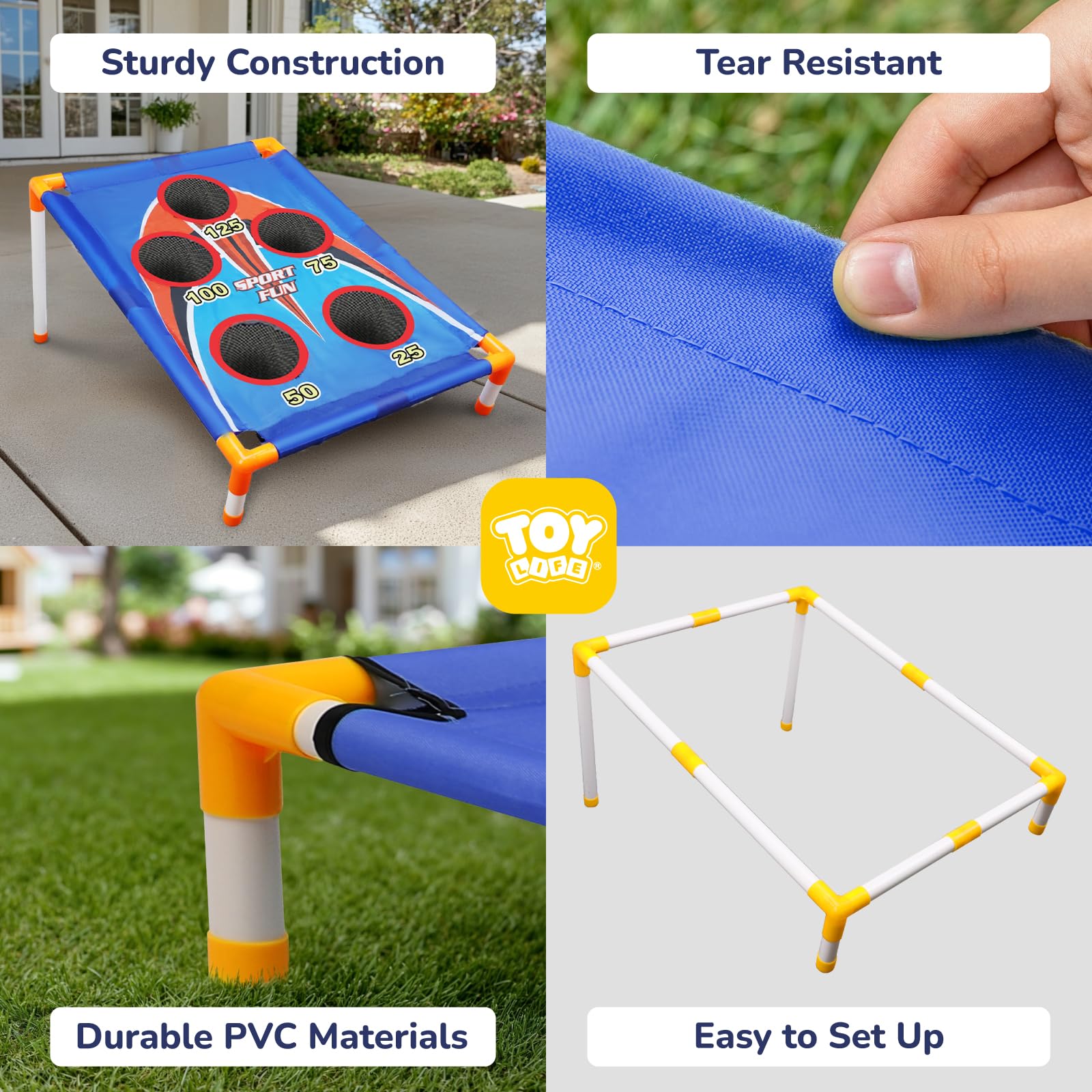 TOY Life Bean Bags Toss Carnival Games, Cornhole, Outdoor Toys for Kids Ages 4-8, Backyard Game Sports & Outdoor Play, Outside Toys for Ages 5-7, Family Lawn Yard Games Birthday Party, Gift for Boys