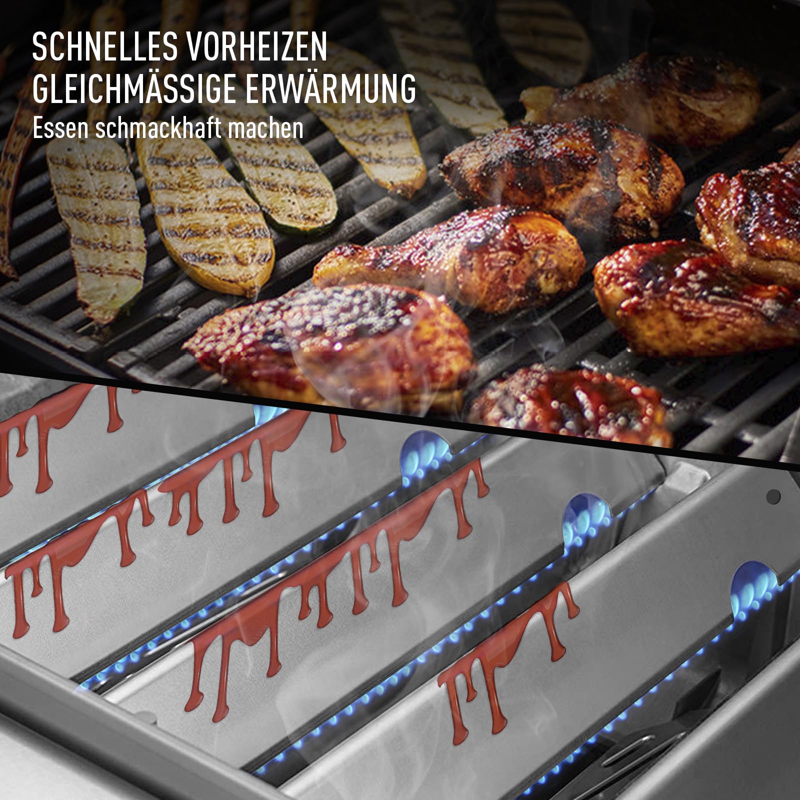66032 Edelstahl Flavorizer Bars für Weber Genesis II/LX 300, Aromaschienen für Weber Genesis GS4 II LX E/S-340 E-310 E-315 E-335 E-330 S-335 Grills, 43.5cm Heizplatten Ersatz für Weber 66032/66795 6
