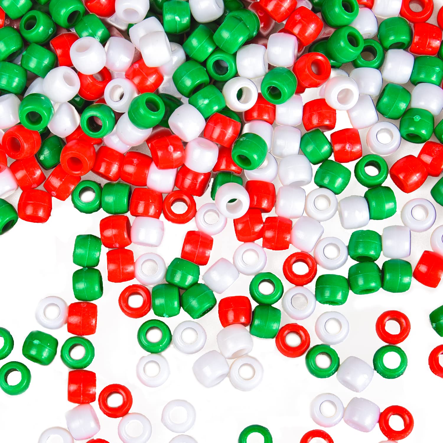 NAUZE 300 Pieces Christmas Pony Seed Beads Red Green White Threading Beads for Xmas DIY Jewelry Making Bracelet Necklace