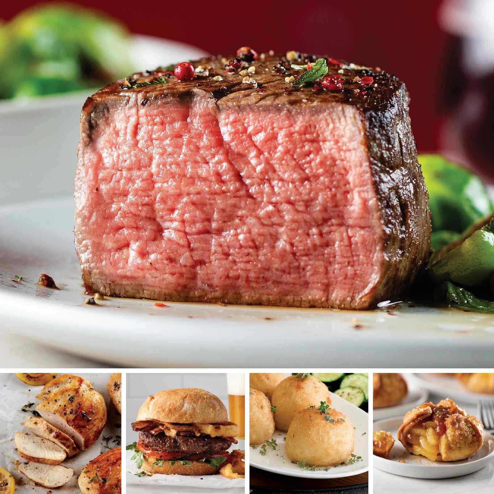 Omaha Steaks Filet Mignon Favorites (20-Piece with Filet Mignons, Burgers, Boneless Chicken Breasts, Potatoes au Gratin, Caramel Apple Tartlets)
