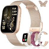 Iaret Smart Watch for Women, 4 Bands &amp; Charm Gift Set, 1.75" HD Fitness Tracker with Bluetooth Calls, Heart Rate SpO2 Sleep Monitor, 120+ Sports Modes, Compatible with Android iPhone (Rose Gold)