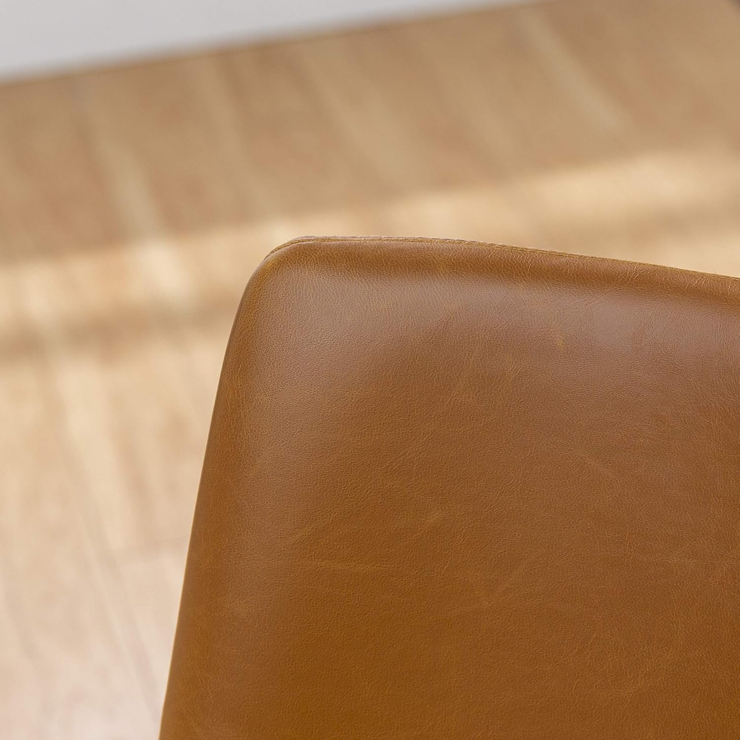 Walker Edison Furniture Company 18" Industrial Faux Leather Armless Indoor Kitchen Dining Chair with Metal Legs Upholstered, Set of 2, Whiskey Brown - Chairs