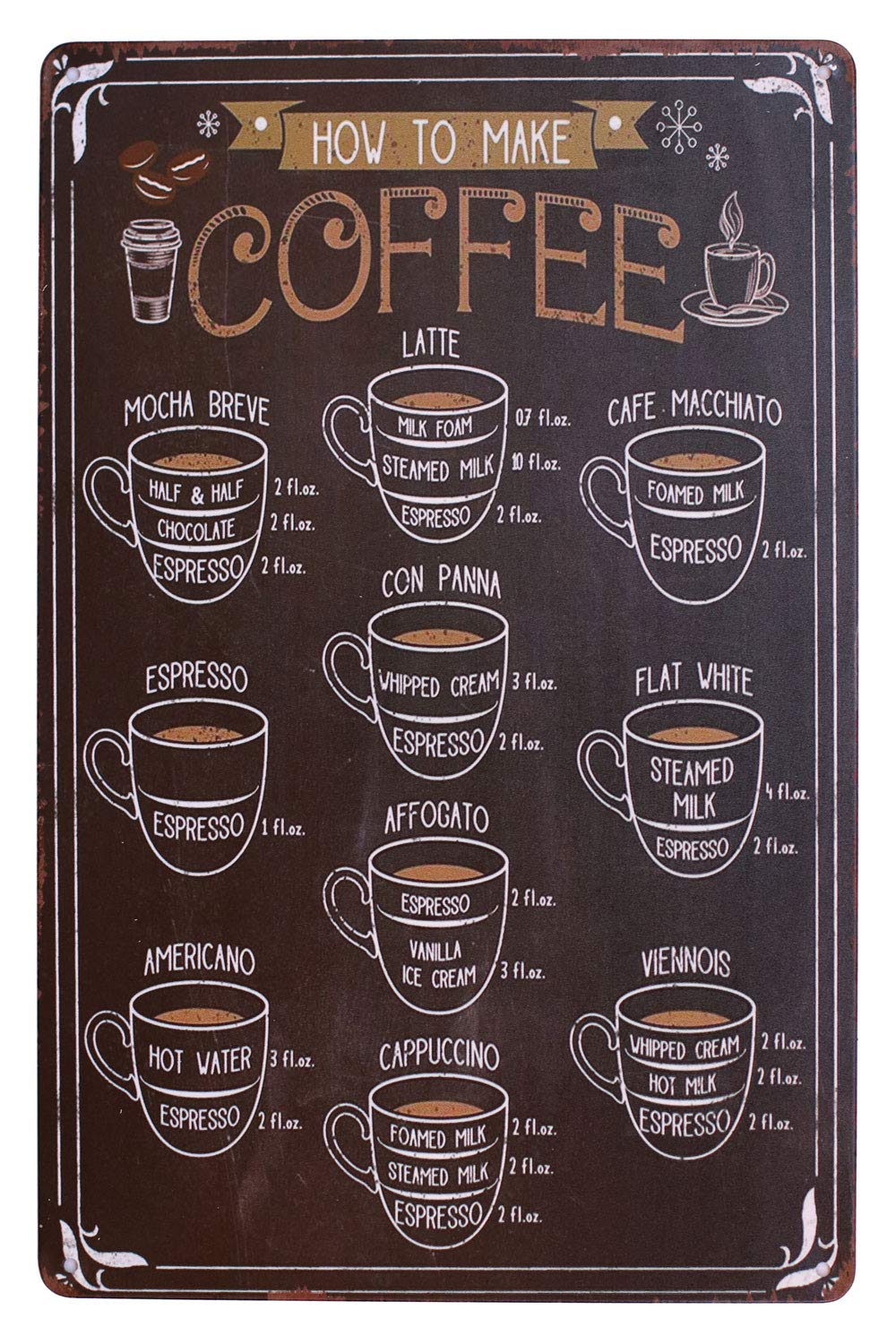 Hioni How To Make Coffee Vintage Metal Wall Sign Tin Plaque Wall Decoration (Coffee)