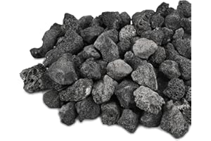 IwoodUS 10lb 1.2-2 inch Black Lava Rocks for Indoor Fireplaces, Outdoor Gas Fire Tables, Fire Pits, Garden Landscaping Decoration