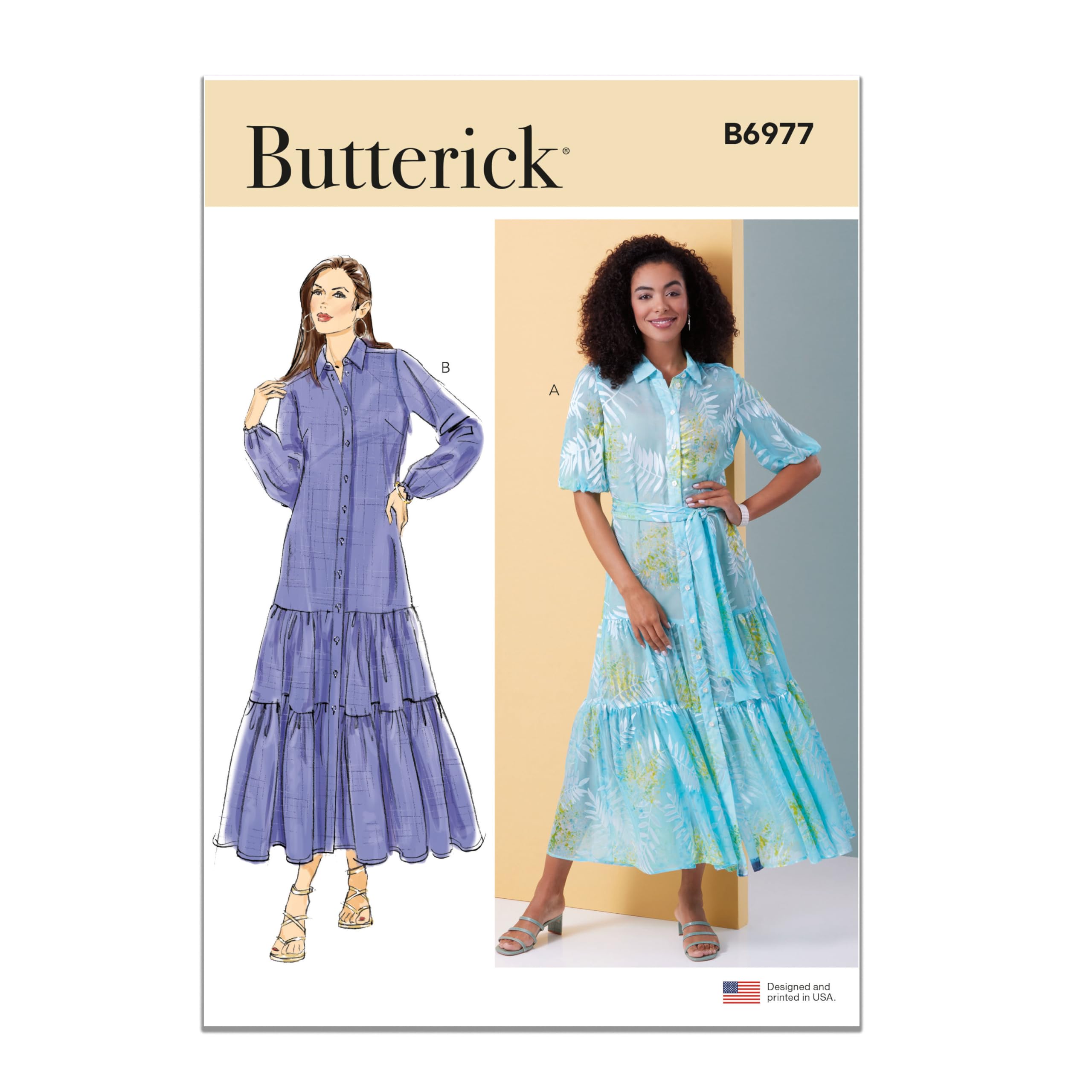 BUTTERICK B6977H5 Misses' Dress and Sash H5 (6-8-10-12-14)