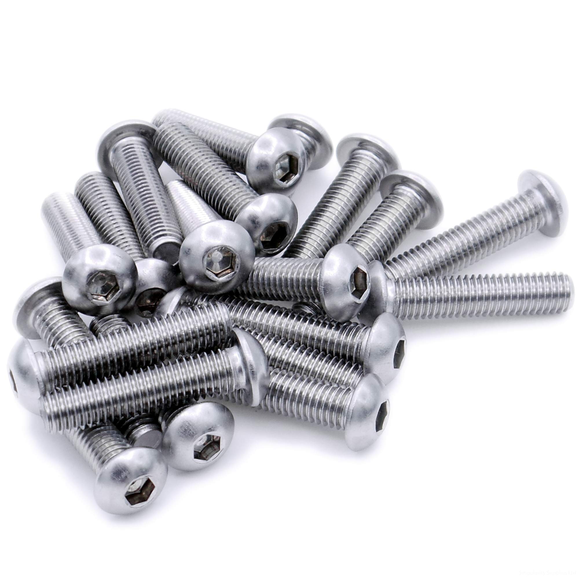 M4 (4mm x 20mm) Hex Socket Button Machine Screw (Bolt) - Stainless Steel (A2) (Pack of 20)