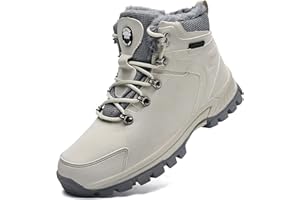 Ttecon Winter Snow Boots for Womens Mens Hiking Boots, Waterproof Non-Slip Outdoor Fur Warm Shoes Leather Ankle Boots, Size4-14.5