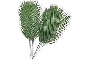 Artificial Tropical Palm Leaves Stems 12 Pcs, Fake Monstera Plants Areca Leaf Plants Faux Greenery Bushes Realistic Farmhouse