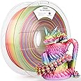AMOLEN Silk PLA 3D Printer Filament, Shiny Multicolor Rainbow PLA Filament 1.75mm, Gradient Color Change PLA 3D Printing Filament for Most FDM 3D Printer, Pink Blue Purple Green Yellow, 1kg (2.2lbs)